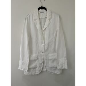 Transit Par Such White Linen Blazer Jacket Women’s 2 Medium Italy Minimalist